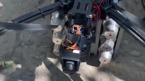 Russian FPV Drone Bomber with a mount for 6 FOGs