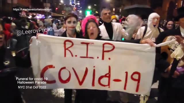 NEW YORKERS Bury the dead virus at Halloween parade RIP COVID 31st Oct