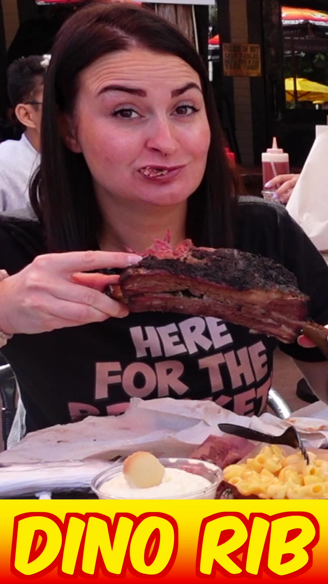 Brits Try Terry Blacks Dino Rib (Texas BBQ) for the first time