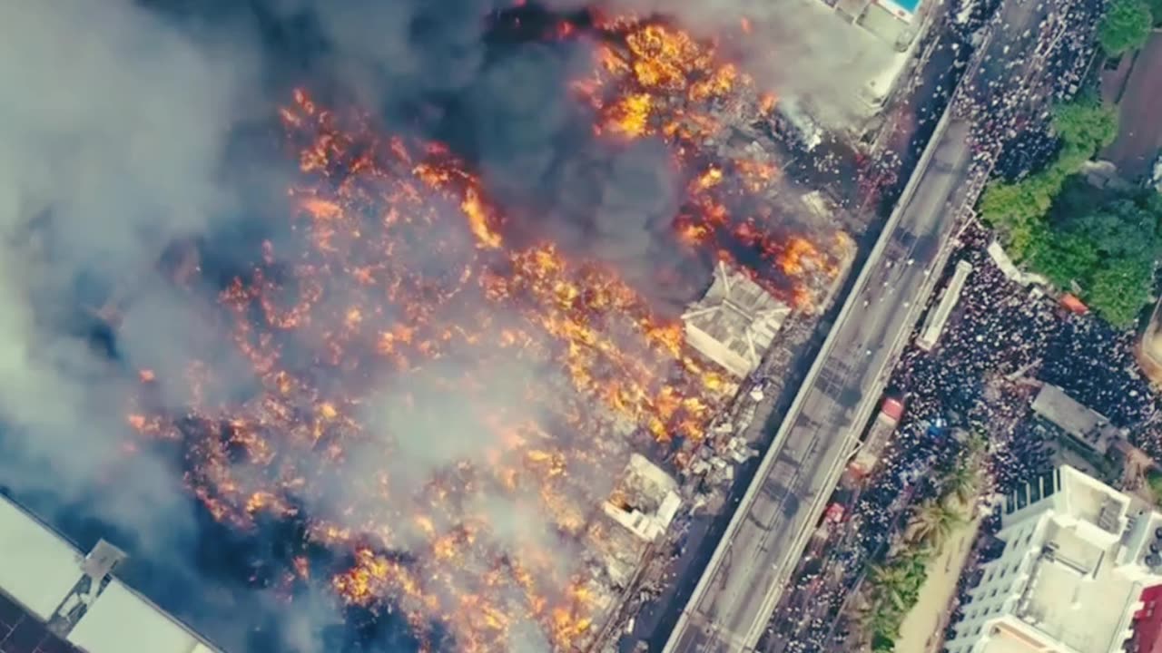 Fire on Bangabazar market in the capital of Bangladesh