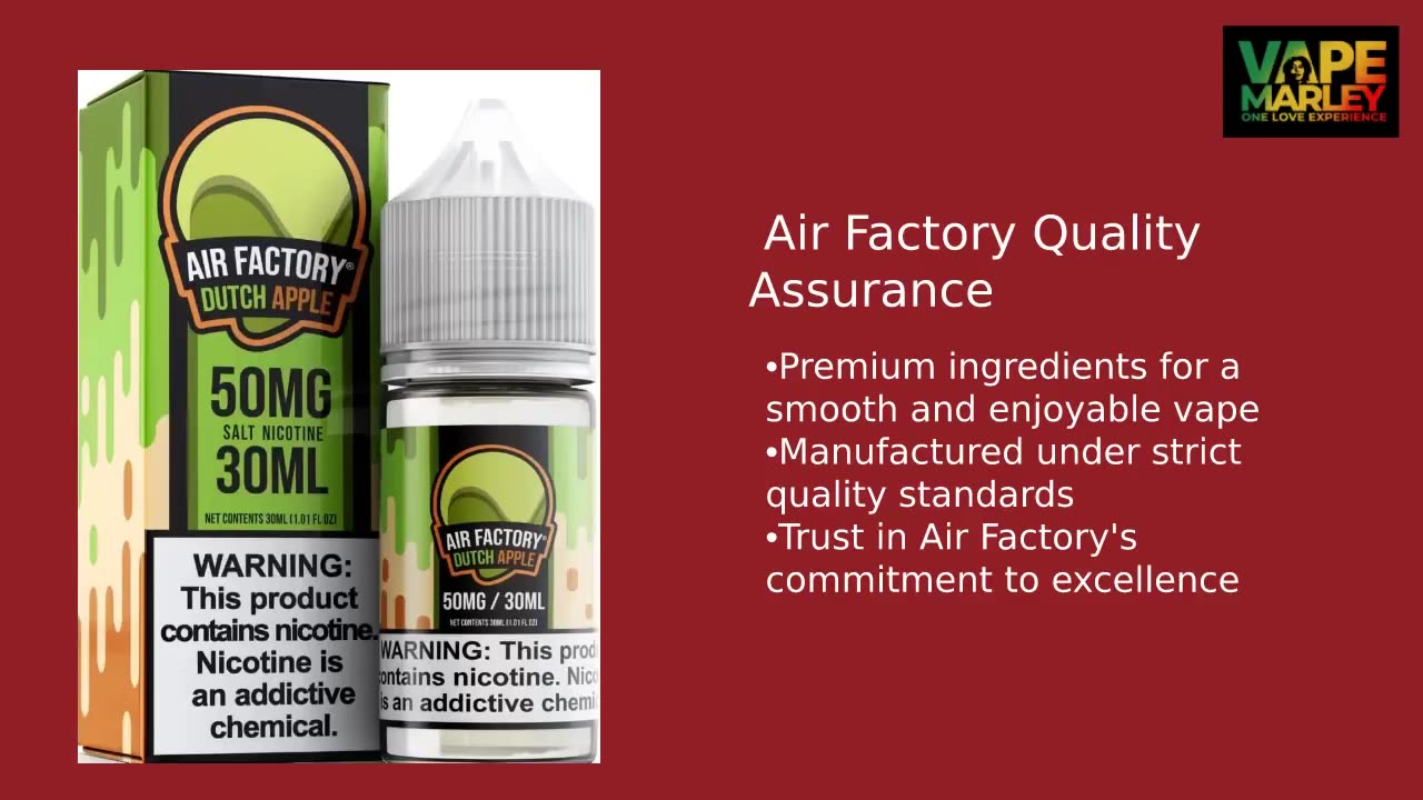 Air Factory Salt 50mg Dutch Apple 30ml E-Juice | Vapemarely