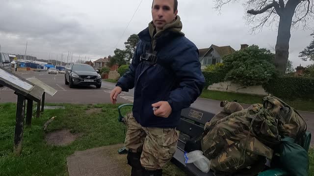 making a brew next to a river. GoPro