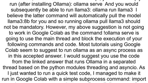 run ollama run llama3 in colab raise err quotError could not connect to ollama app is it runningquo