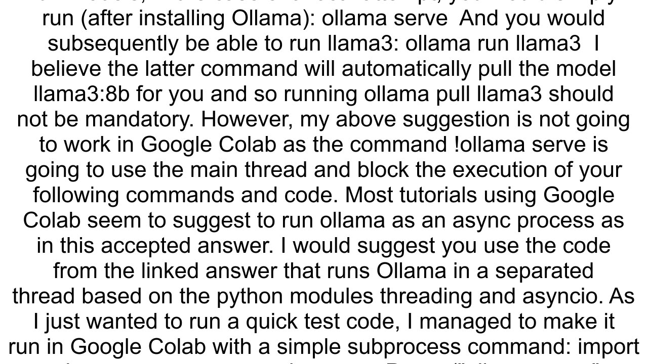 run ollama run llama3 in colab raise err quotError could not connect to ollama app is it runningquo