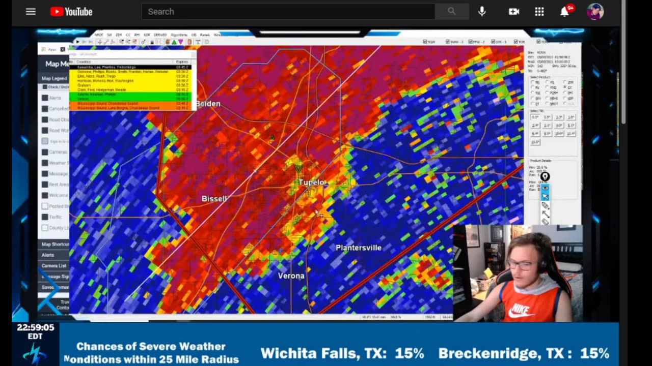 Weatherman Nate Synder caught a tornado on the street cam of Tupelo, mississippi