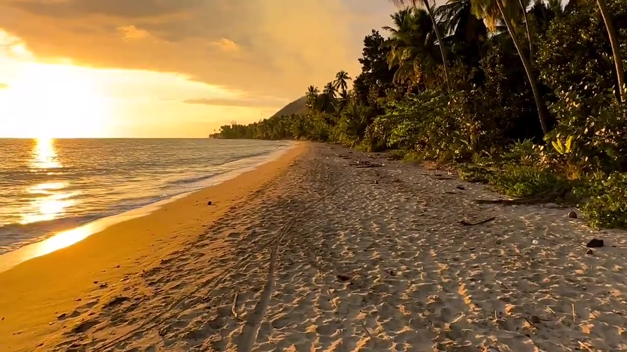 Beach screen at sunset