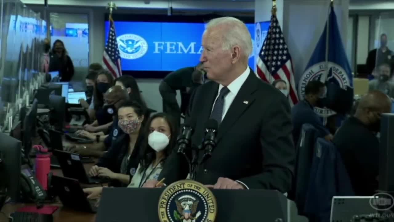 Biden at FEMA, he Refuses to Answer Questions on Afghanistan