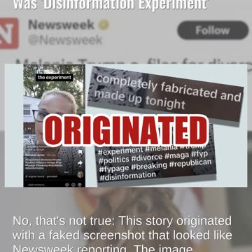 Fact Check: Melania Trump Has NOT Filed For Divorce -- 'Disinformation Experiment'