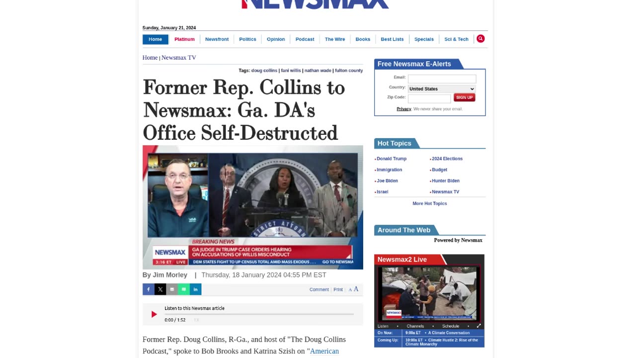 Rep. Doug Collins - DA Fani Willis in court to defend affair with lawyer