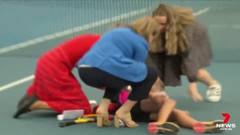 Young Healthy Tennis Player Collapses