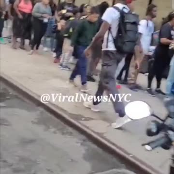 The Roosevelt Hotel NYC 100s of migrant families wait to send their kids off to school