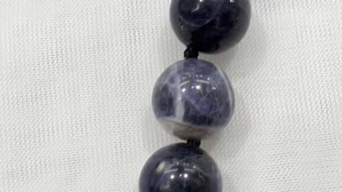 Handmade + Knotting Unique 20” Statement Necklace with 925 Silver, Sodalite