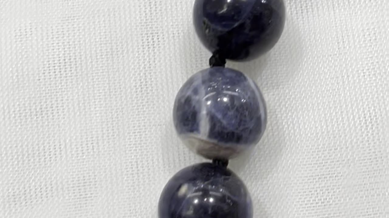 Handmade + Knotting Unique 20” Statement Necklace with 925 Silver, Sodalite