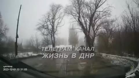 Russian APC Crashes into Taxi