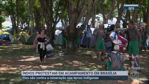 Índios montam acampamento para protestar em Brasília | SBT Brasil (04/04/22)