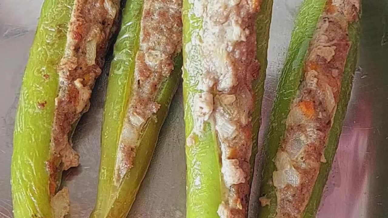 Meat Stuffed Green Pepper Recipe #shorts #foryou #like #share #recipe #food