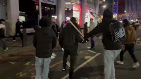 Two Men Walking Though Victoria Attacked With Weapons And Followed By Pro-Palestine Supporters