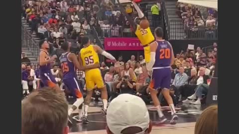 Lebron James hitting a logo 3 pointer vs suns