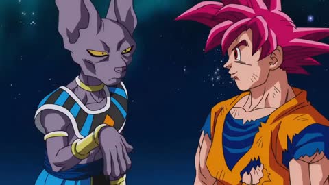 Super Saiyan God Goku vs Beerus