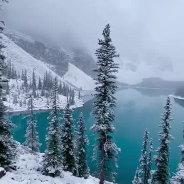 Snowfall at Moraine Lake in Canada Tag someone who would enjoy this! #shorts #canada