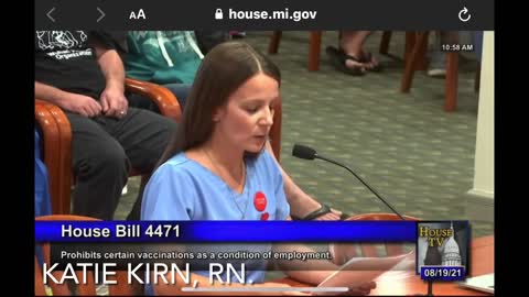 Katie Kirn, RN testimony on Michigan HB 4471 8_19_21