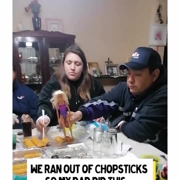 When there are no chopsticks at the table and you eat with your doll's feet