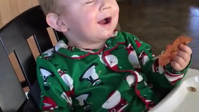 Baby Loves First Taste of Bacon (1)