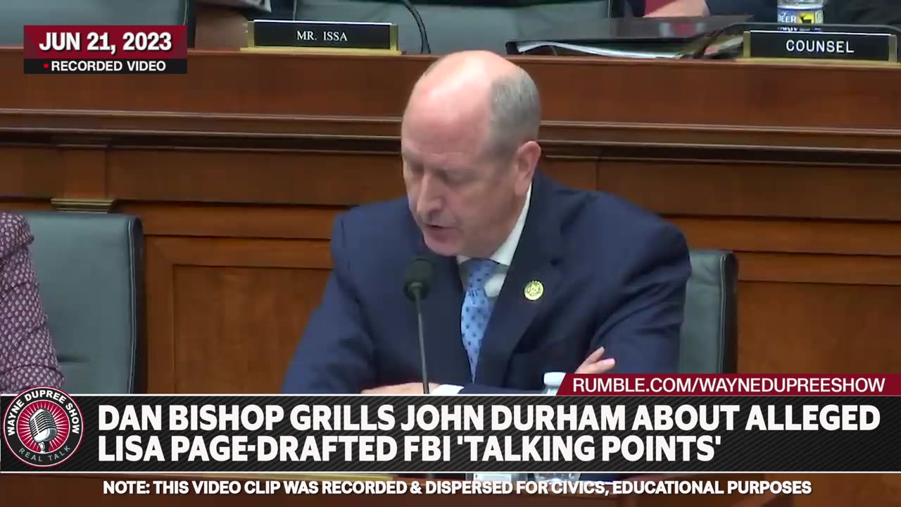 Durham Pressured by Dan Bishop - Inside the Alleged Lisa Page FBI Scandal