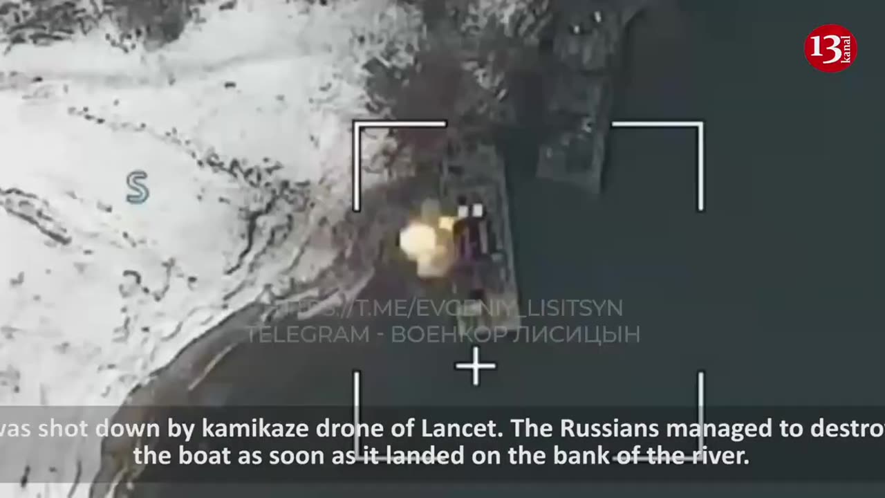 See how a boat with Ukrainian paratroopers is hit by a kamikaze drone in Donets River