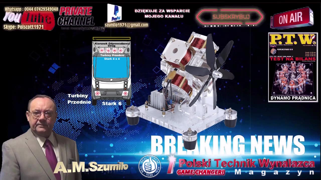 TEST DYNAMO TURBINE STARK 4 / 32 V / 50-60-70 M/H - CHARGE IN DRIVE ELECTRIC VEHICLES