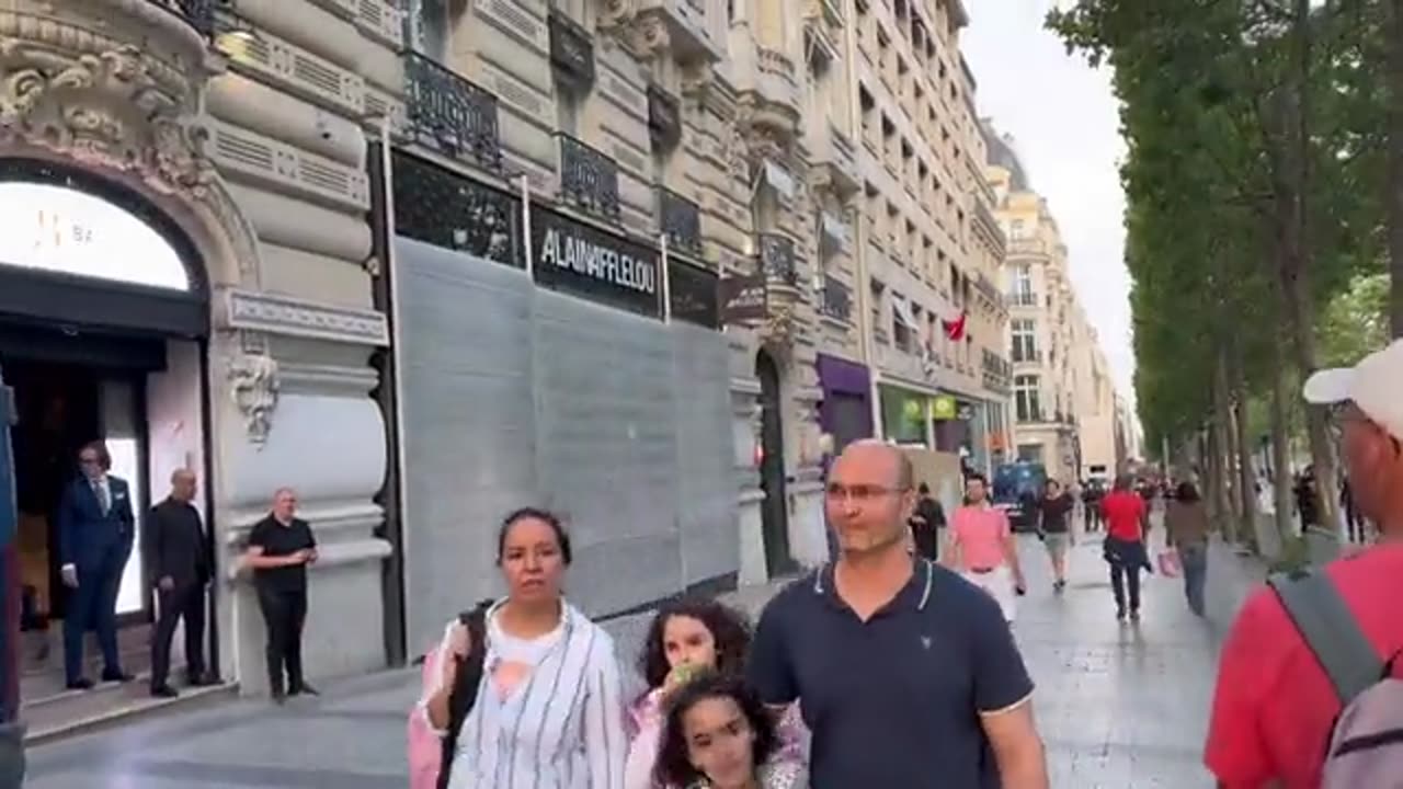 The Champs Élysées this evening as Paris prepares for rioting again tonight.