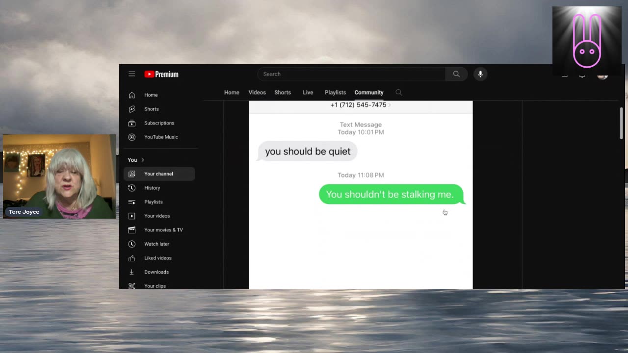 A 712 Area Voip number texted and said, "I shoud be quite," during my live-stream