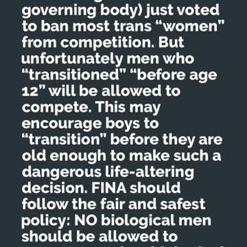 FINA bans most trans "women" from swimming competition