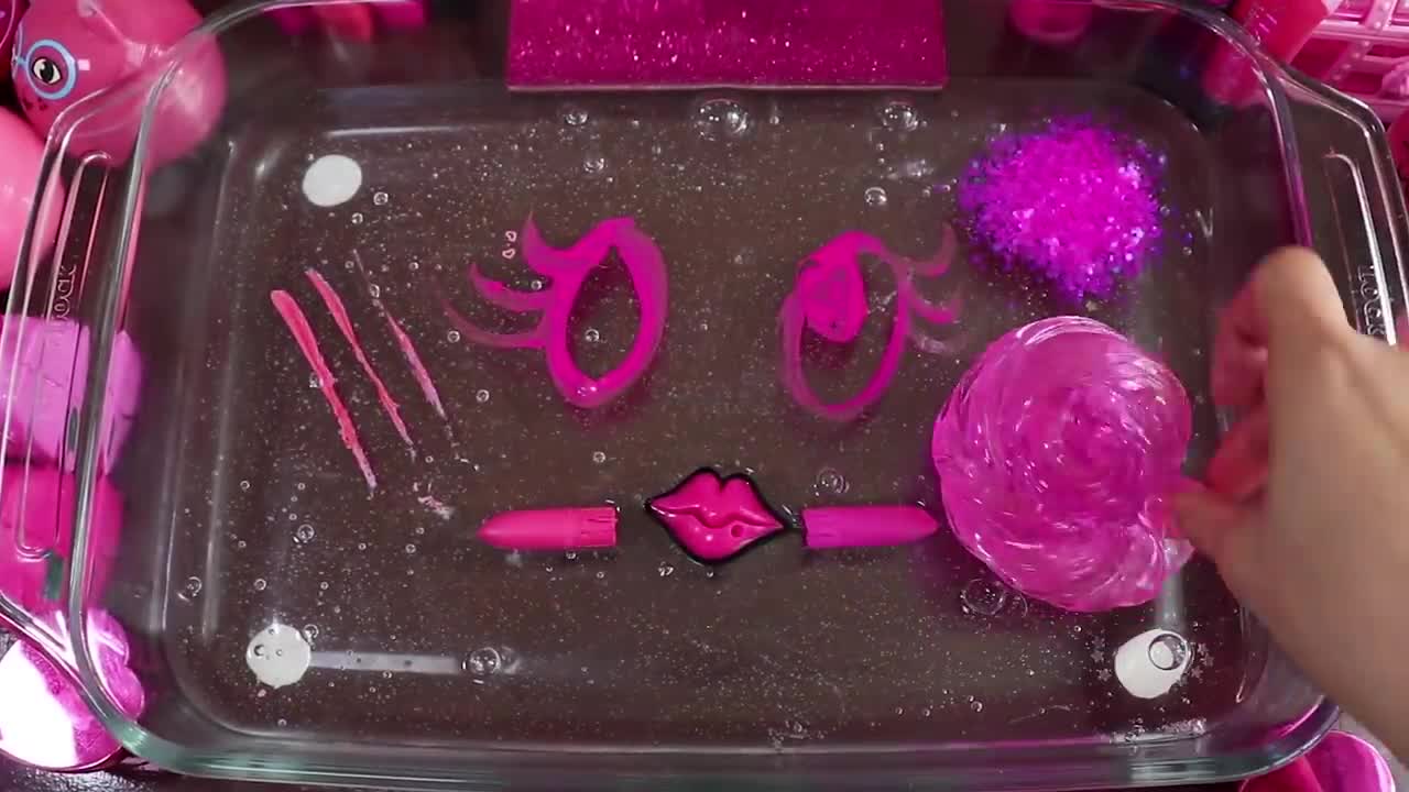 "Big Mega PINK!"Mixing "Neon Pink"Makeup,More Stuff Into slime!Most Satisfying Slime Video.