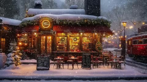 🚂☃️Cozy Winter Coffee Shop Ambience & Jazz Relaxing Instrumental Music