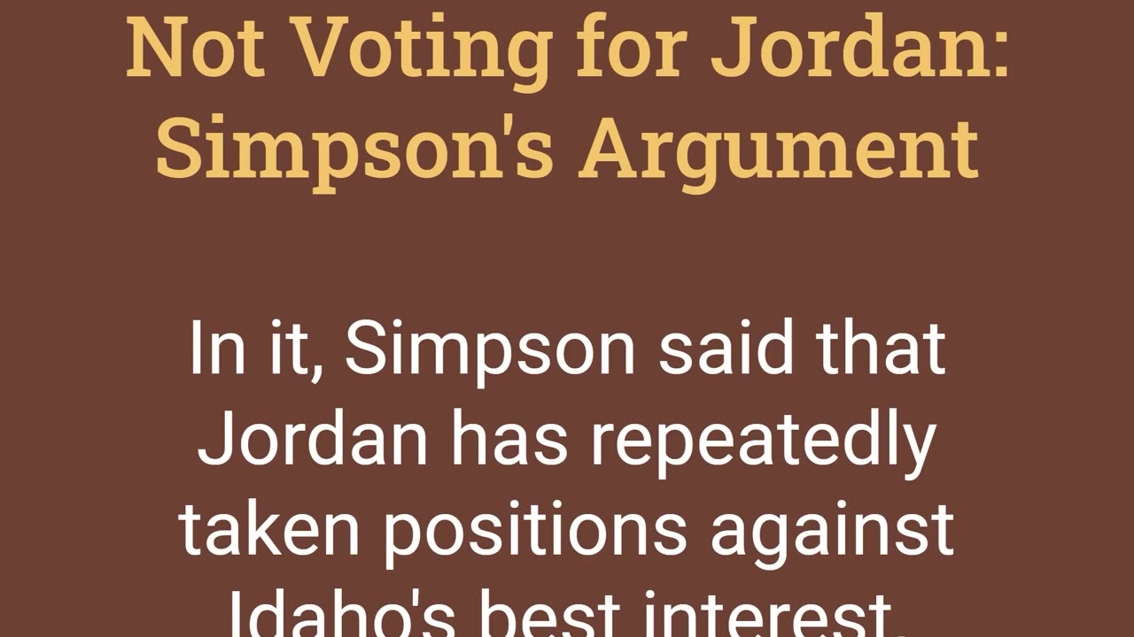 Not Voting for Jordan: Mike Simpson's Argument