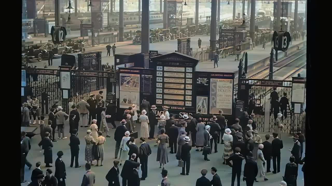 A Day in London 1930s in color [60fps,Remastered] w_sound design added