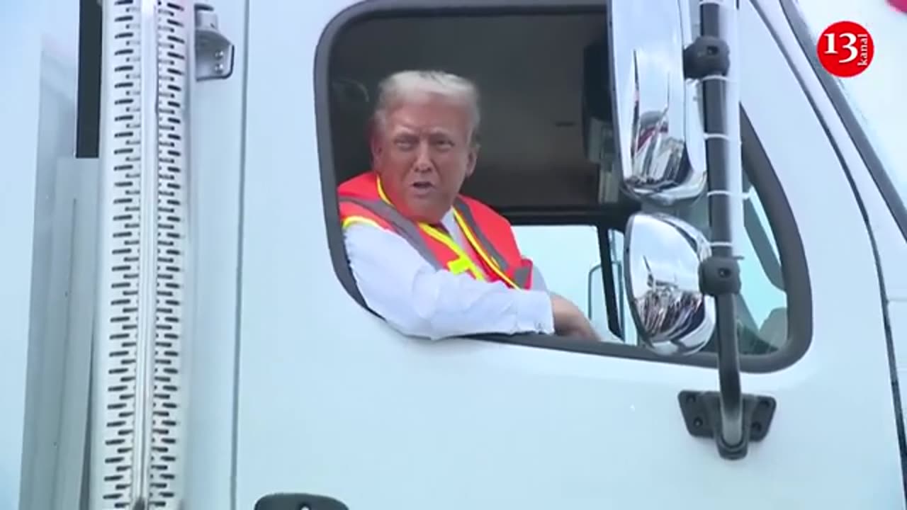 Donald Trump boards garbage truck to draw attention to Biden remark