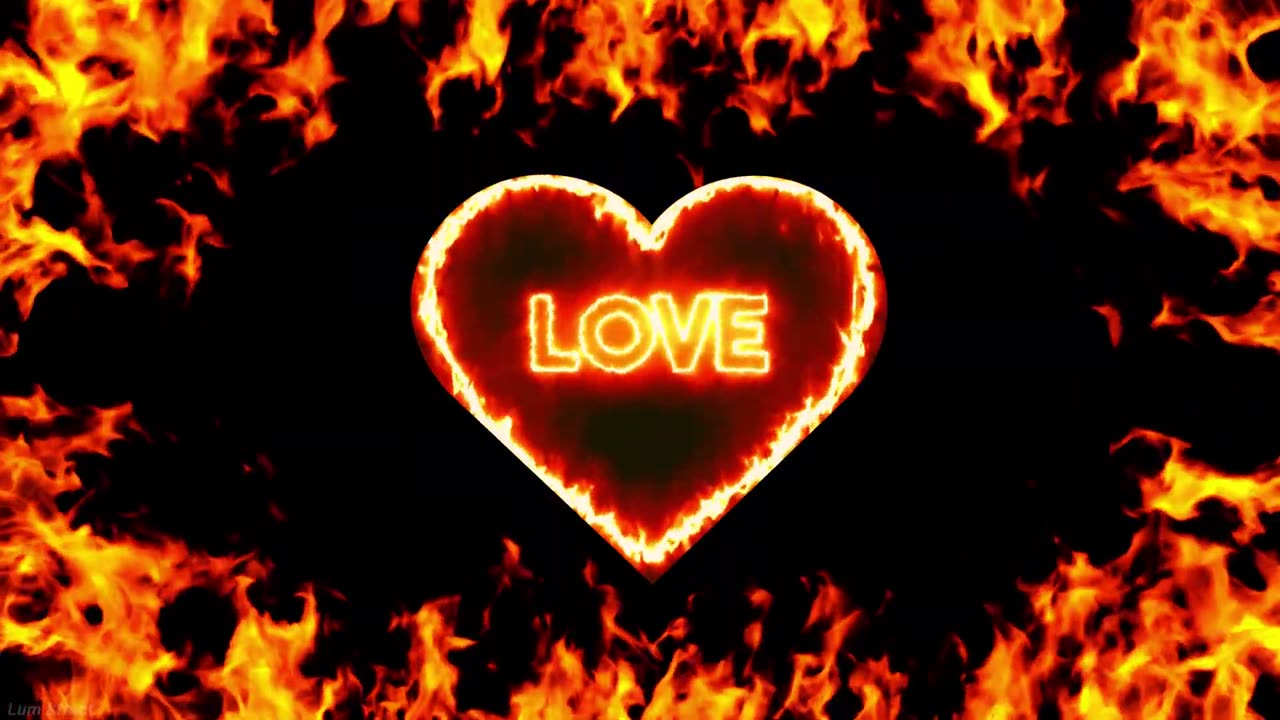 463. Hot Night Love Hearts❤️‍🔥Burning Romantic Text Moody Neon Background on Evening