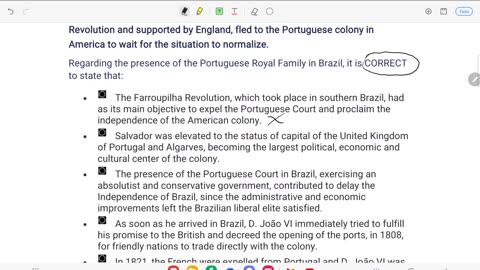 Exercises on the coming of Portuguese Royal Family to Brazil