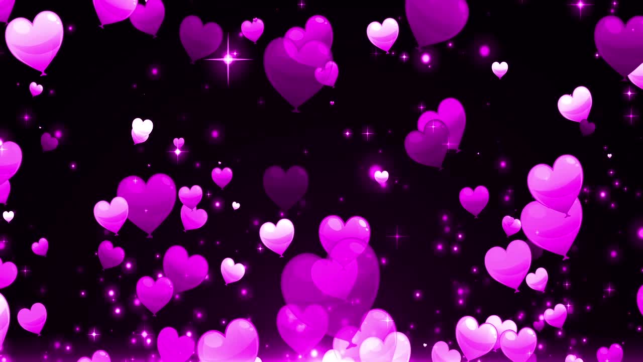 romantic pink heart shaped particles starry sky stage background