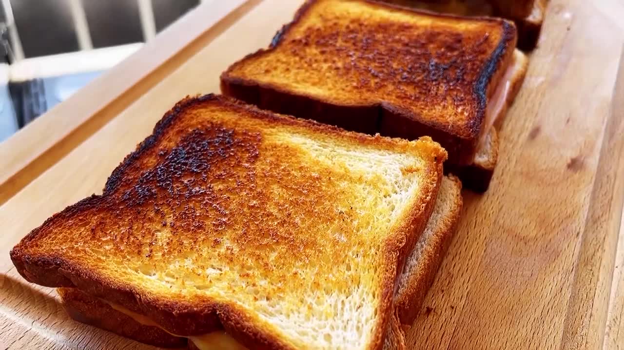 Grilled sandwich on griddle