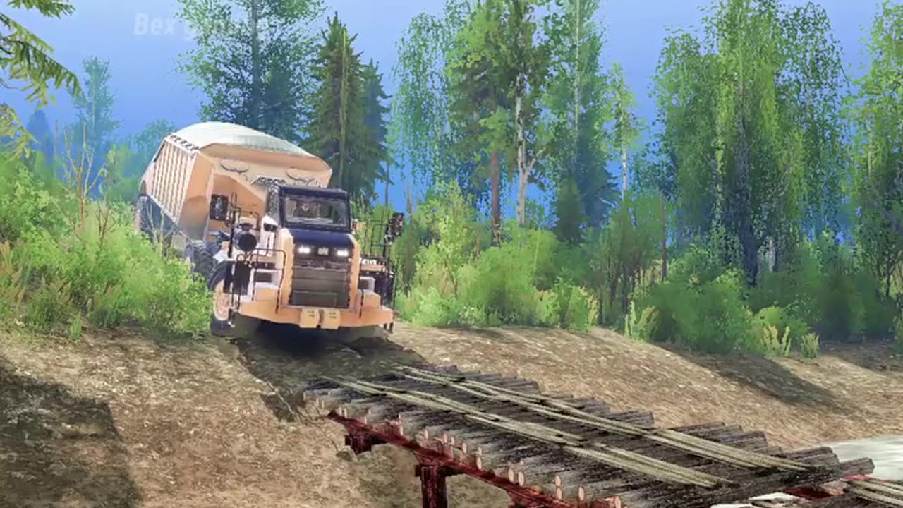 a mining truck crossing a long river rolled over