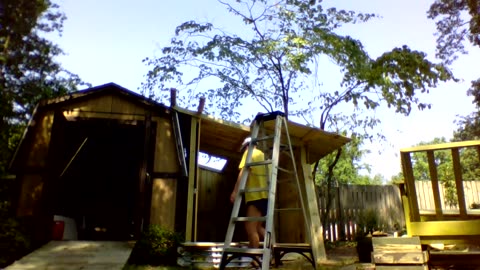 Finishing the roof on the Wife's she shed.