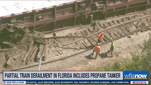 Florida train derailment includes propane tanker on its side