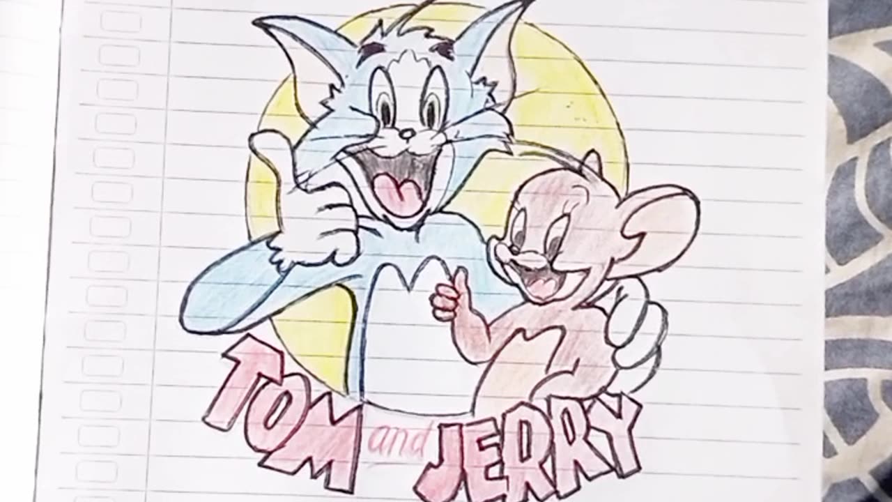 Drawing tom and Jerry using a pencil