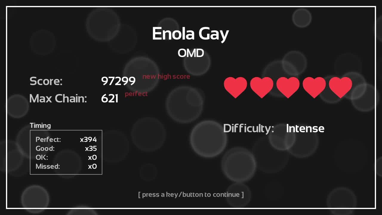 Melody's Escape to, "Enola Gay", by OMD.