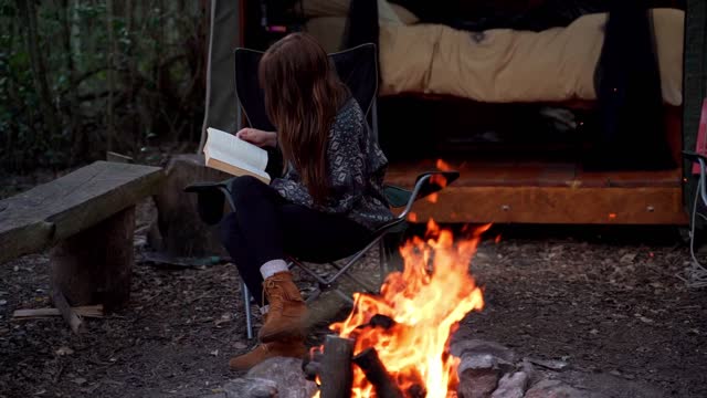 Enjoying The Day Relaxing In A Forest Cabin