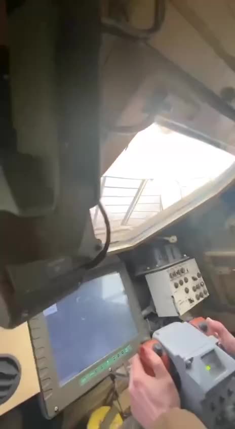 BTR-4 in firing position. Shot from the driver's seat.