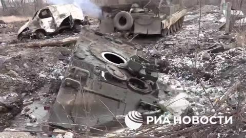 Evacuation of captured captured Ukrainian Armed Forces equipment from Avdeevka.